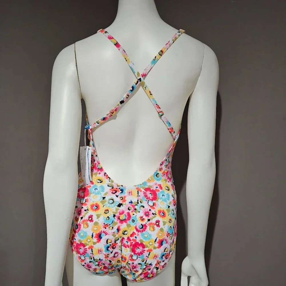 Bleu Rod Beattie Flower Hour Cross-Back One-Piece Size 6 - Picture 4 of 11